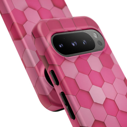 Hot Pink Hexagon Phone Case | Honeycomb Geometric Aesthetic | Cute Pink iPhone & Samsung Tough Protective Case