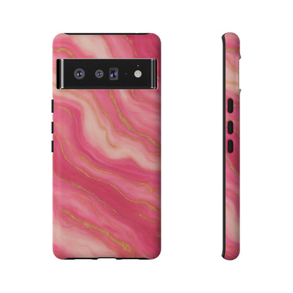 Pink Marble Phone Case | Rose Gold Swirl Aesthetic Tough Protective Case