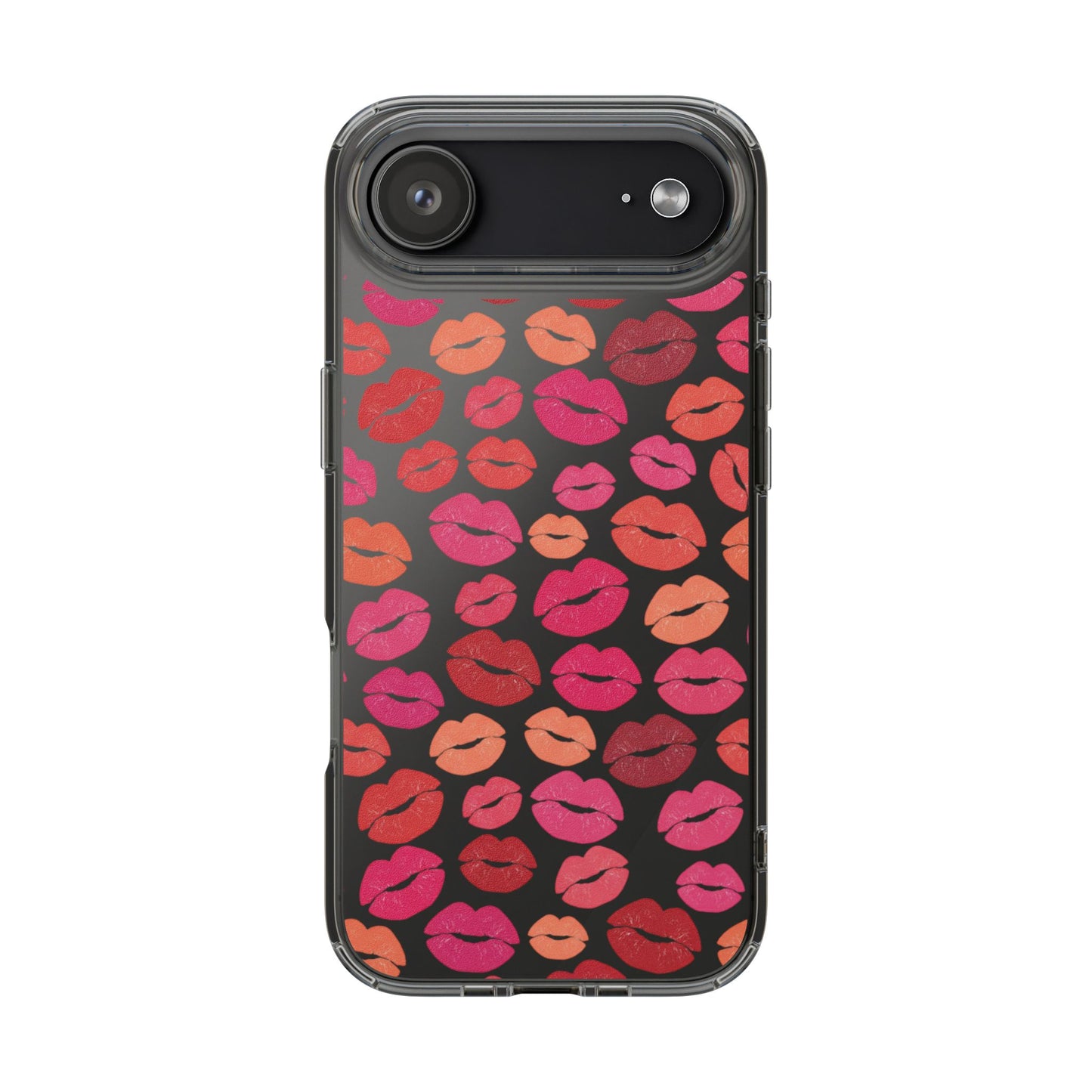 Kiss Print Clear Phone Case | Red Lip Pattern Impact-Resistant Case