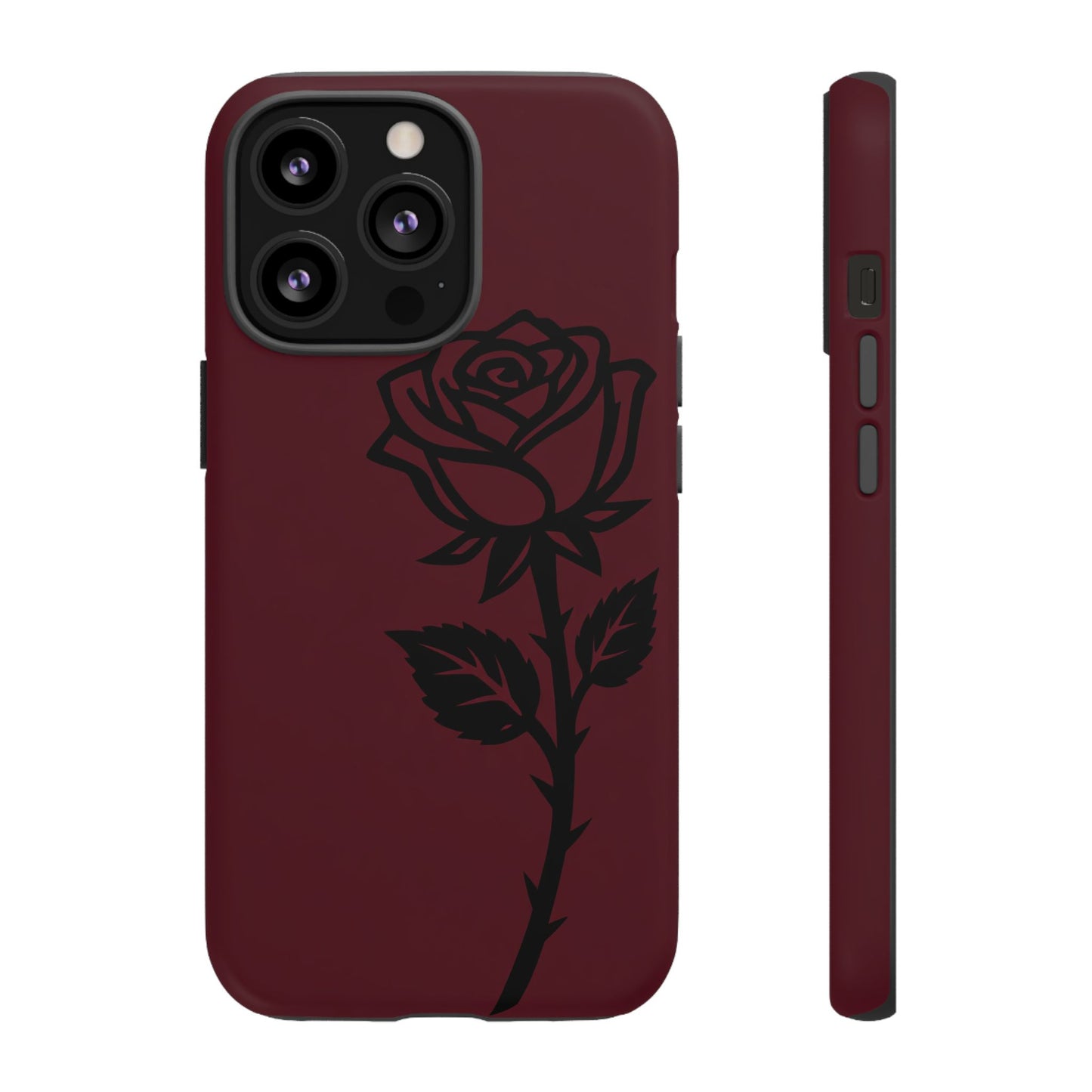 Black Rose Burgundy iPhone Case | Dark Aesthetic Shockproof Protective Cover