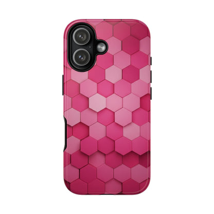 Hot Pink Hexagon Phone Case | Honeycomb Geometric Aesthetic | Cute Pink iPhone & Samsung Tough Protective Case