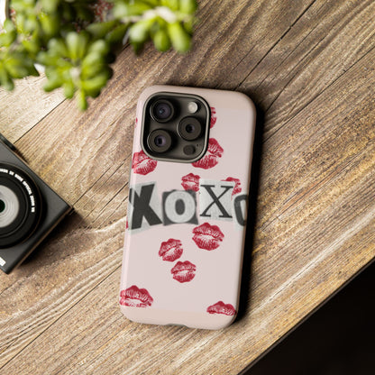 XOXO Kiss Print Phone Case | Coquette Valentine Aesthetic | Cute Pink Lipstick Kiss Tough Case for iPhone & Samsung