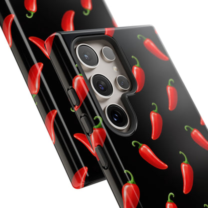 Spicy Chili Pepper Phone Case – Black Cute Hot Pepper Tough Cover for Iphone, Samsung Galaxy and Pixel