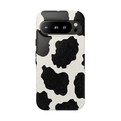 Black & White Cow Print Phone Case | Western Aesthetic iPhone & Samsung Tough Case