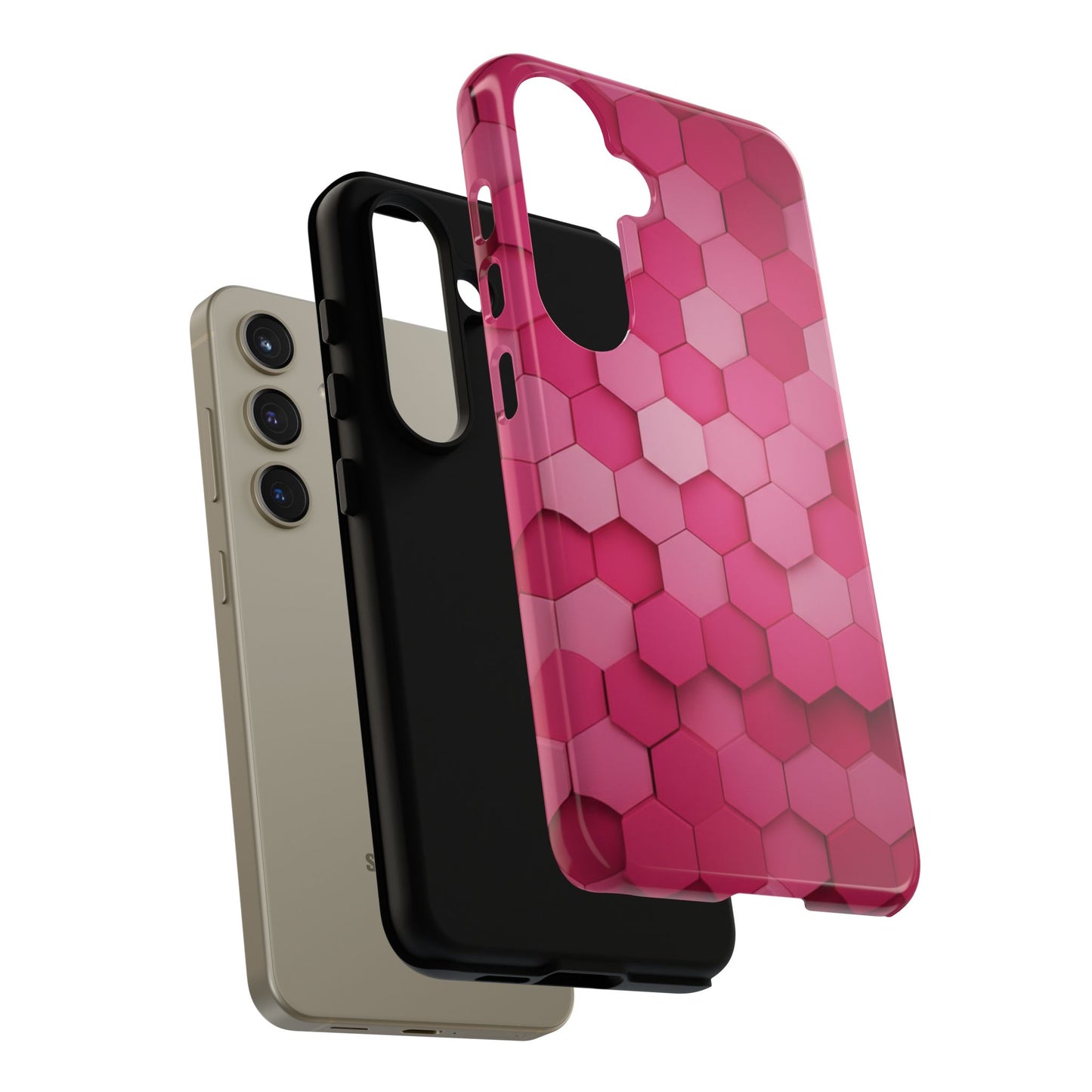 Hot Pink Hexagon Phone Case | Honeycomb Geometric Aesthetic | Cute Pink iPhone & Samsung Tough Protective Case