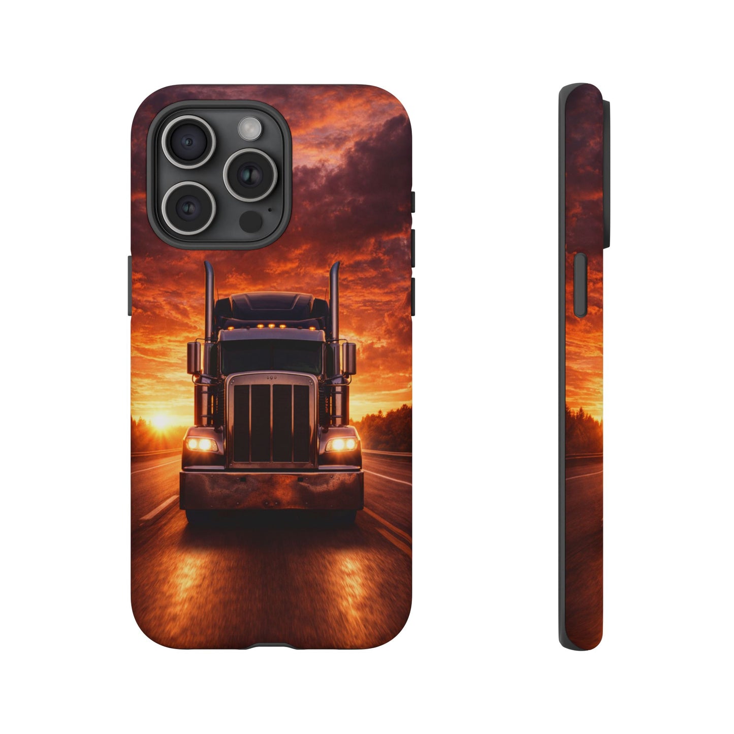 Big Rig Truck Phone Case Sunset Highway Semi Truck iPhone Samsung Cover