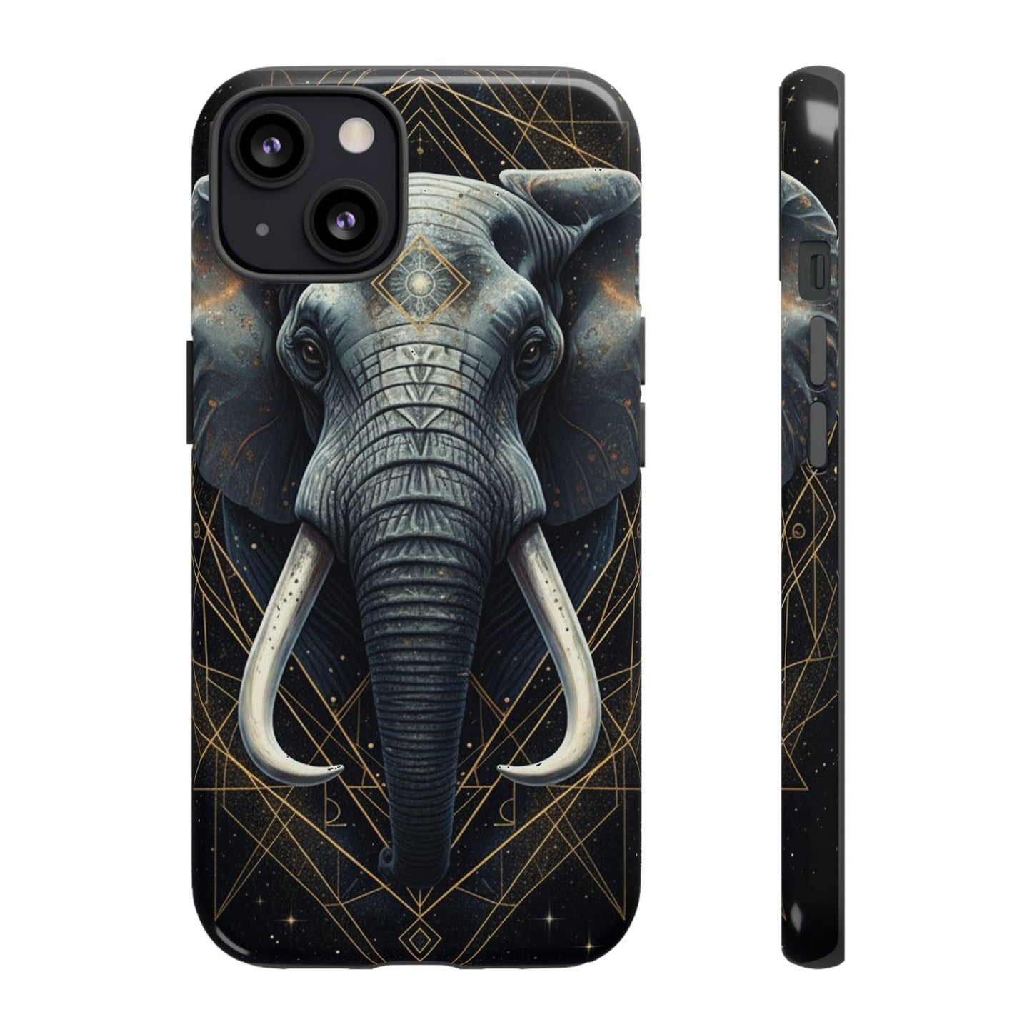 Elephant Mandala Phone Case – Black and Gold Spiritual Elephant Tough Protective Case