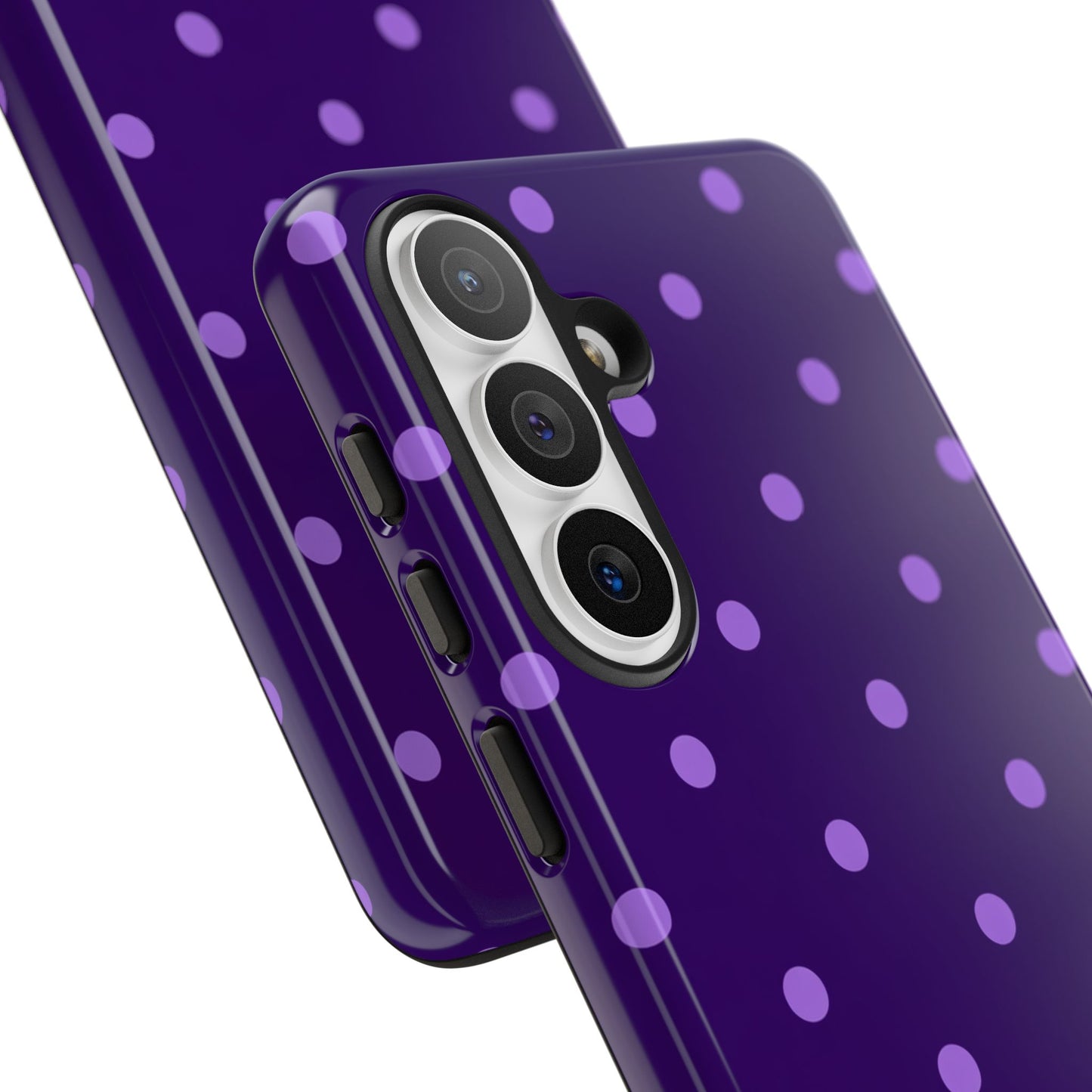 Purple Polka Dot Tough Phone Case – Cute Stylish Durable Protective Cover for Iphone, Samsung Galaxy and Pixel