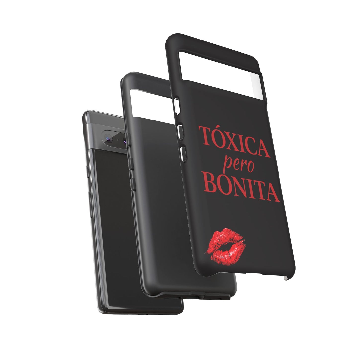 Toxica Pero Bonita Phone Case, Latina Quote Case, Red Lips Aesthetic, Spanish Saying Case, Trendy Tough Cover
