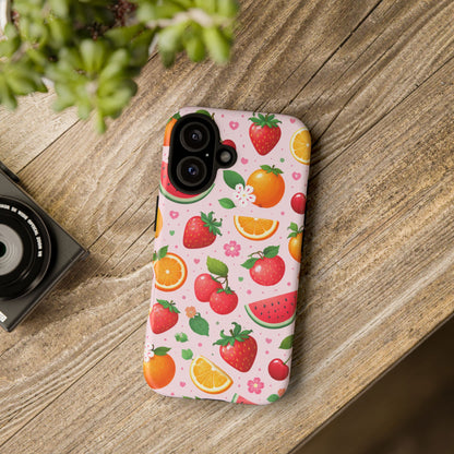 Fruit Phone Case – Tough Shockproof, Strawberry Cherry Citrus Summer Design for Iphone, Samsung Galaxy and Pixel