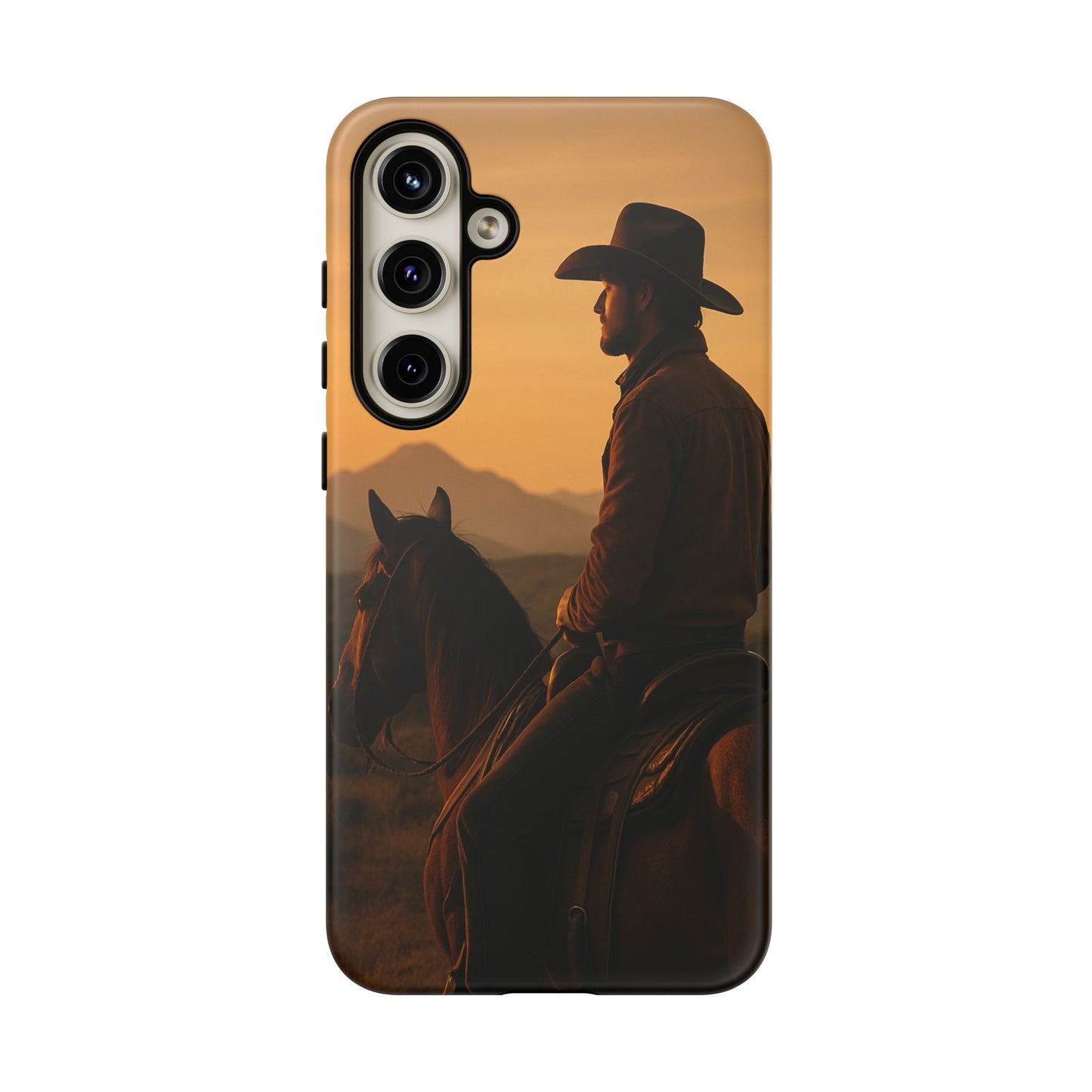 Western Cowboy Sunset Phone Case | Horse Rider Desert Aesthetic Tough Protective Case