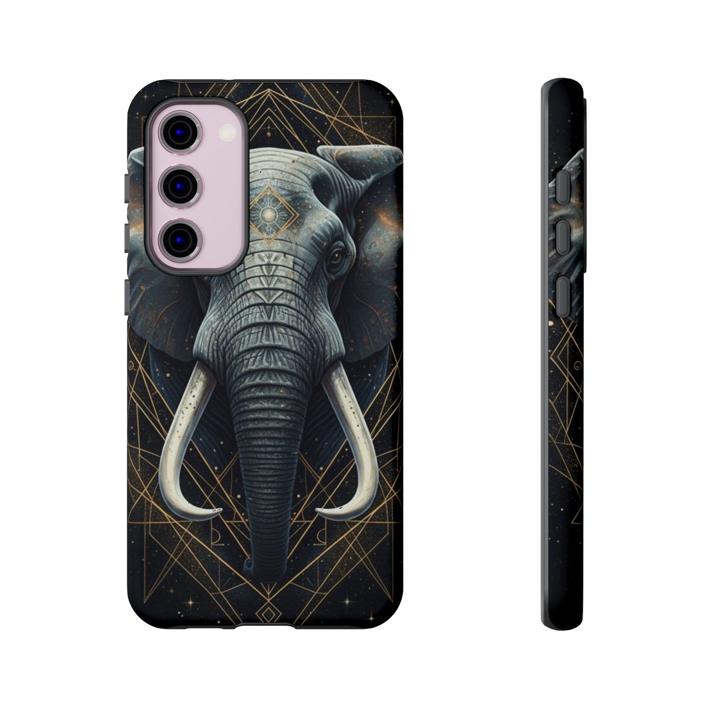 Elephant Mandala Phone Case – Black and Gold Spiritual Elephant Tough Protective Case