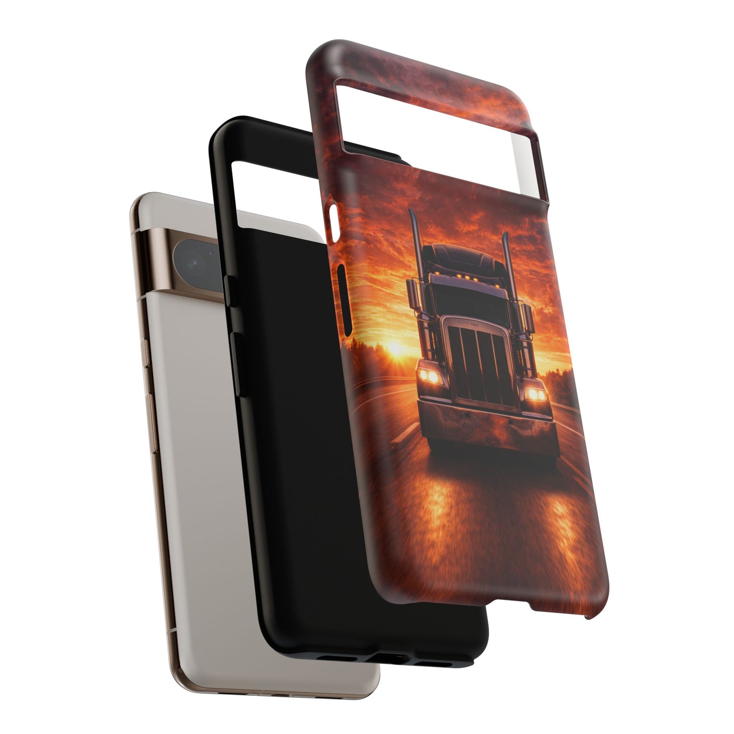 Big Rig Truck Phone Case Sunset Highway Semi Truck iPhone Samsung Cover