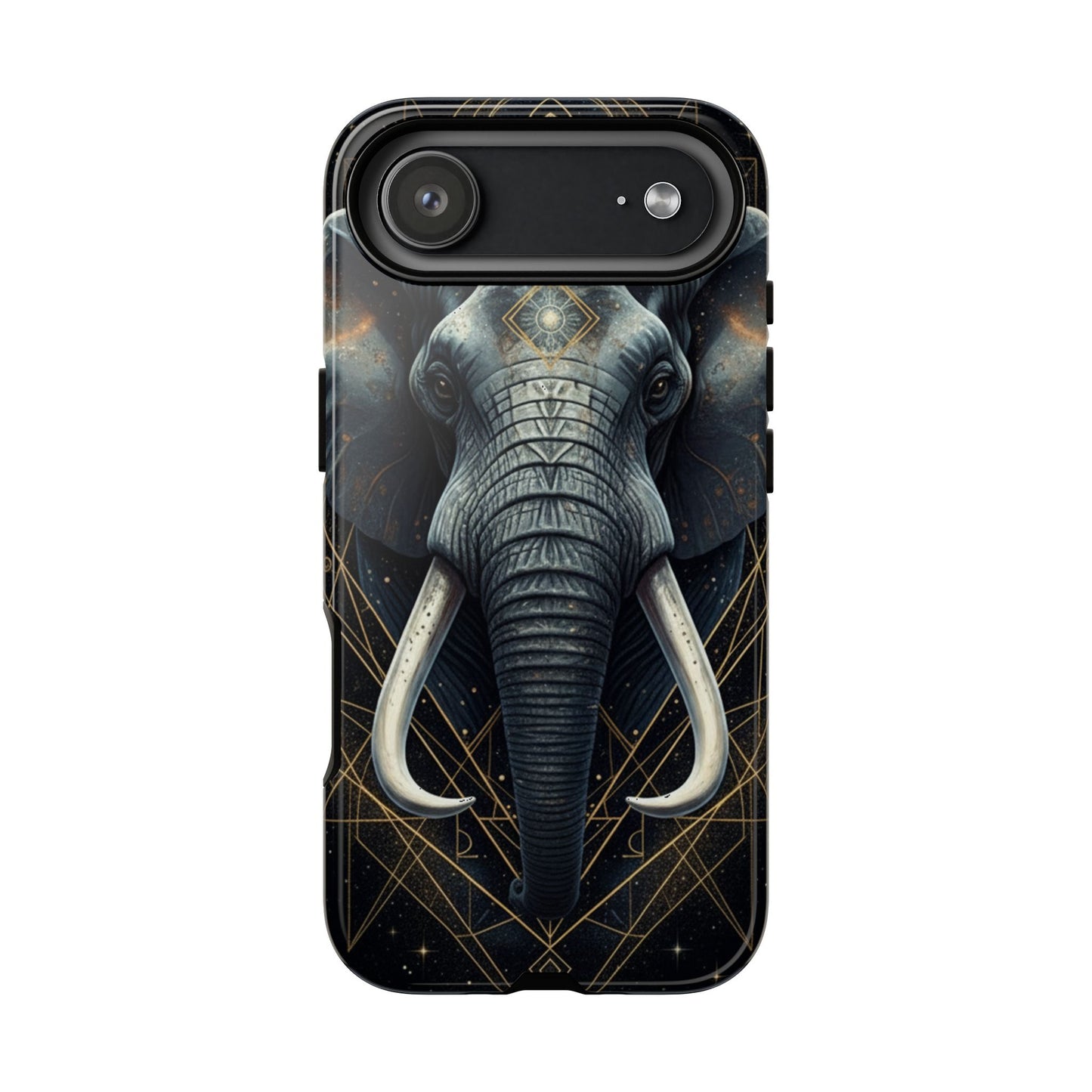 Elephant Mandala Phone Case – Black and Gold Spiritual Elephant Tough Protective Case