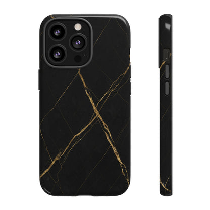 Black Marble Phone Case with Gold Veins | Minimal Luxury Tough Case