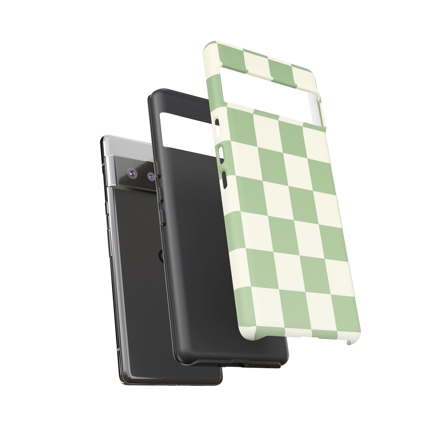 Sage Green Checkerboard Phone Case | Minimal Aesthetic Checkered iPhone & Samsung Tough Case