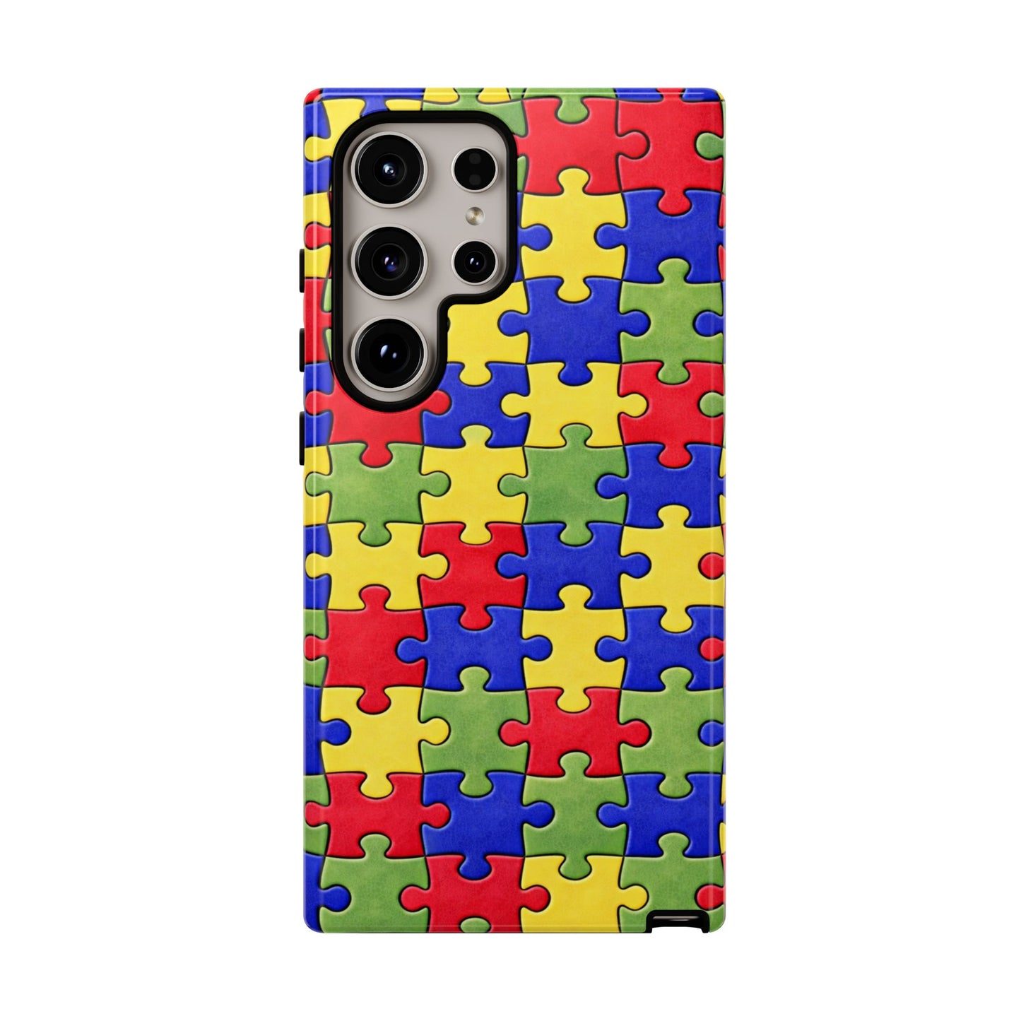 Colorful Puzzle Phone Case, Autism Awareness Jigsaw Design, Tough Protective Case, iPhone & Samsung Case, Vibrant Puzzle Pattern