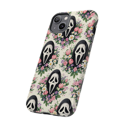 Floral Ghost Face Aesthetic Phone Case – Cute Spooky Tough Cover