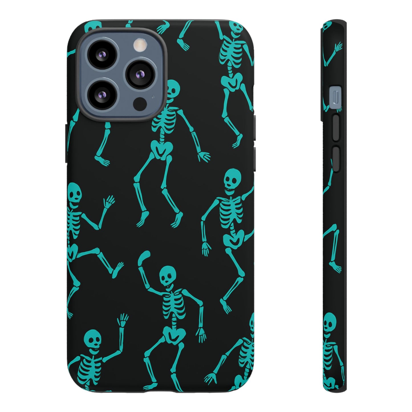 Dancing Teal Skeletons Phone Case | Tough Protective Case for Iphone, Samsung Galaxy and Pixel