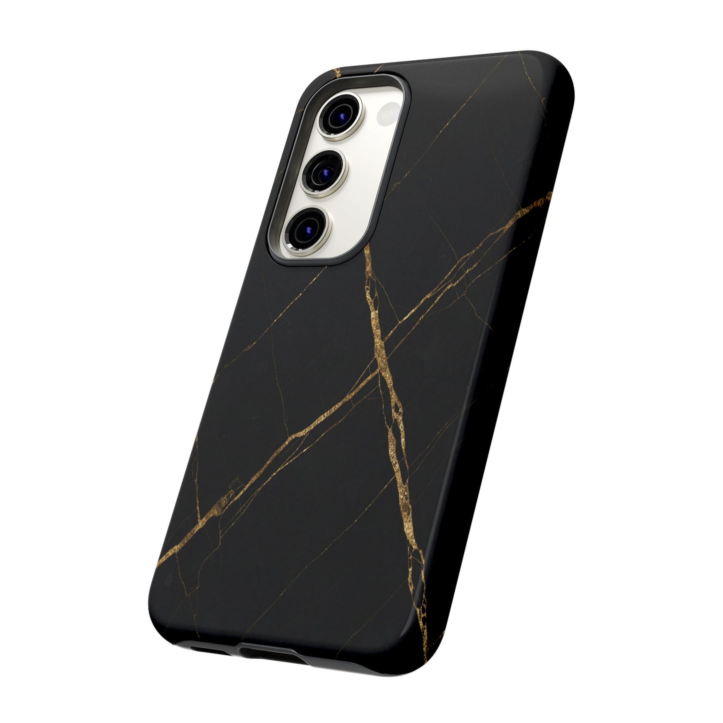 Black Marble Phone Case with Gold Veins | Minimal Luxury Tough Case