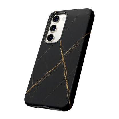 Black Marble Phone Case with Gold Veins | Minimal Luxury Tough Case