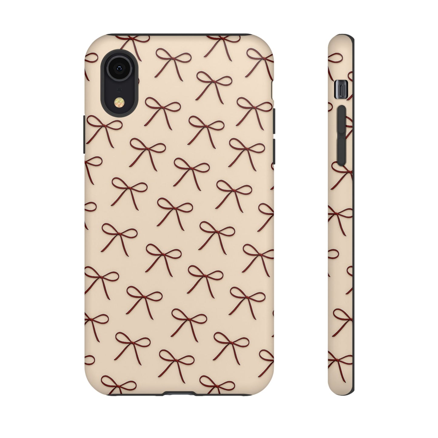 Coquette Bow Phone Case | Neutral Beige Aesthetic iPhone & Samsung Tough Case