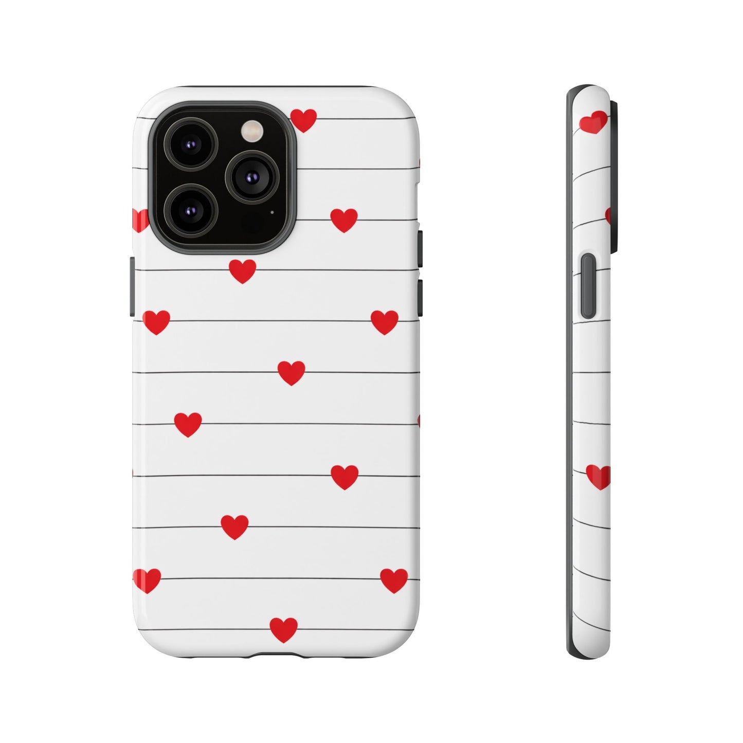 Red Heart Stripe iPhone Case | Tough Shockproof Love Aesthetic Cover