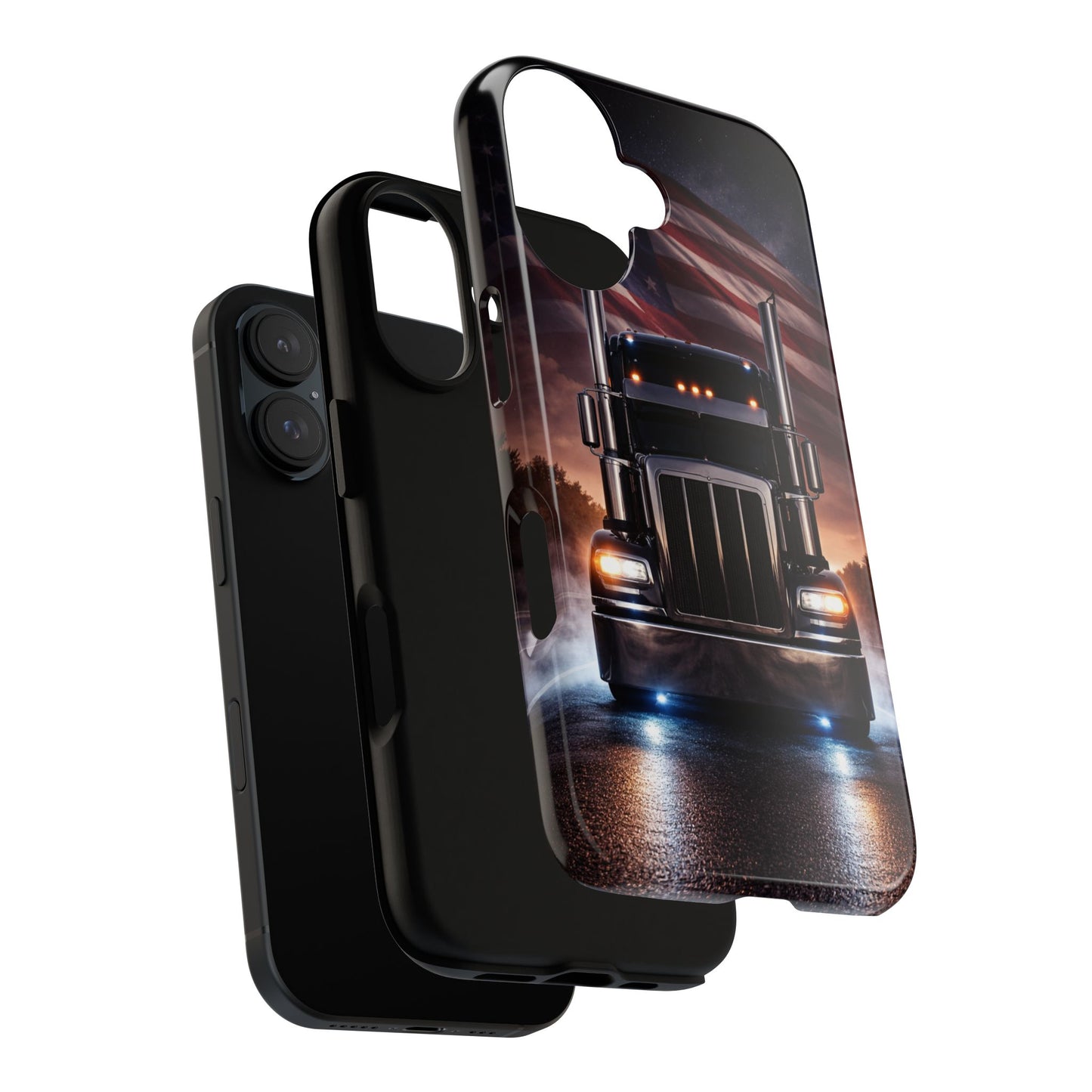 Semi Truck Phone Case American Flag Big Rig Trucker Gift iPhone Samsung