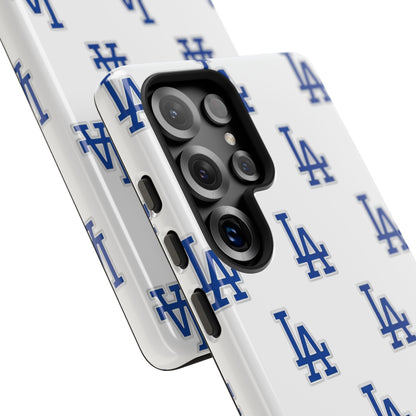 Blue LA Monogram Pattern Phone Case | Minimal Baseball Inspired Tough Cover