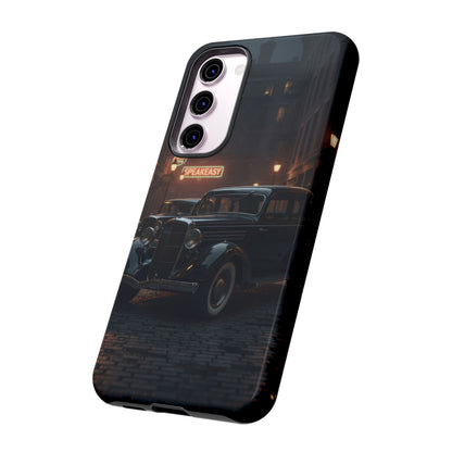 Vintage Classic Car Phone Case | Retro Noir Aesthetic | 1930s Street Scene Tough Case for iPhone & Samsung
