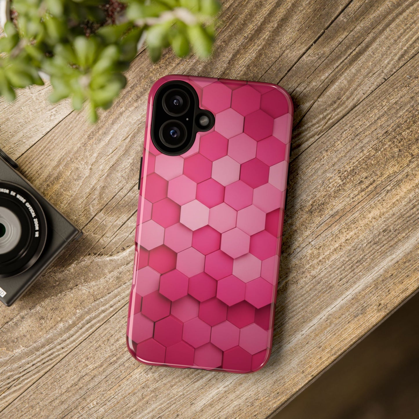 Hot Pink Hexagon Phone Case | Honeycomb Geometric Aesthetic | Cute Pink iPhone & Samsung Tough Protective Case