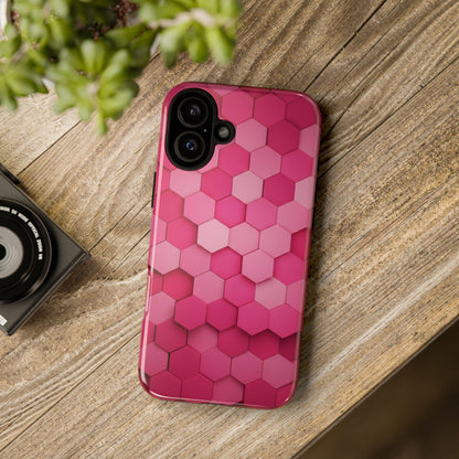 Hot Pink Hexagon Phone Case | Honeycomb Geometric Aesthetic | Cute Pink iPhone & Samsung Tough Protective Case