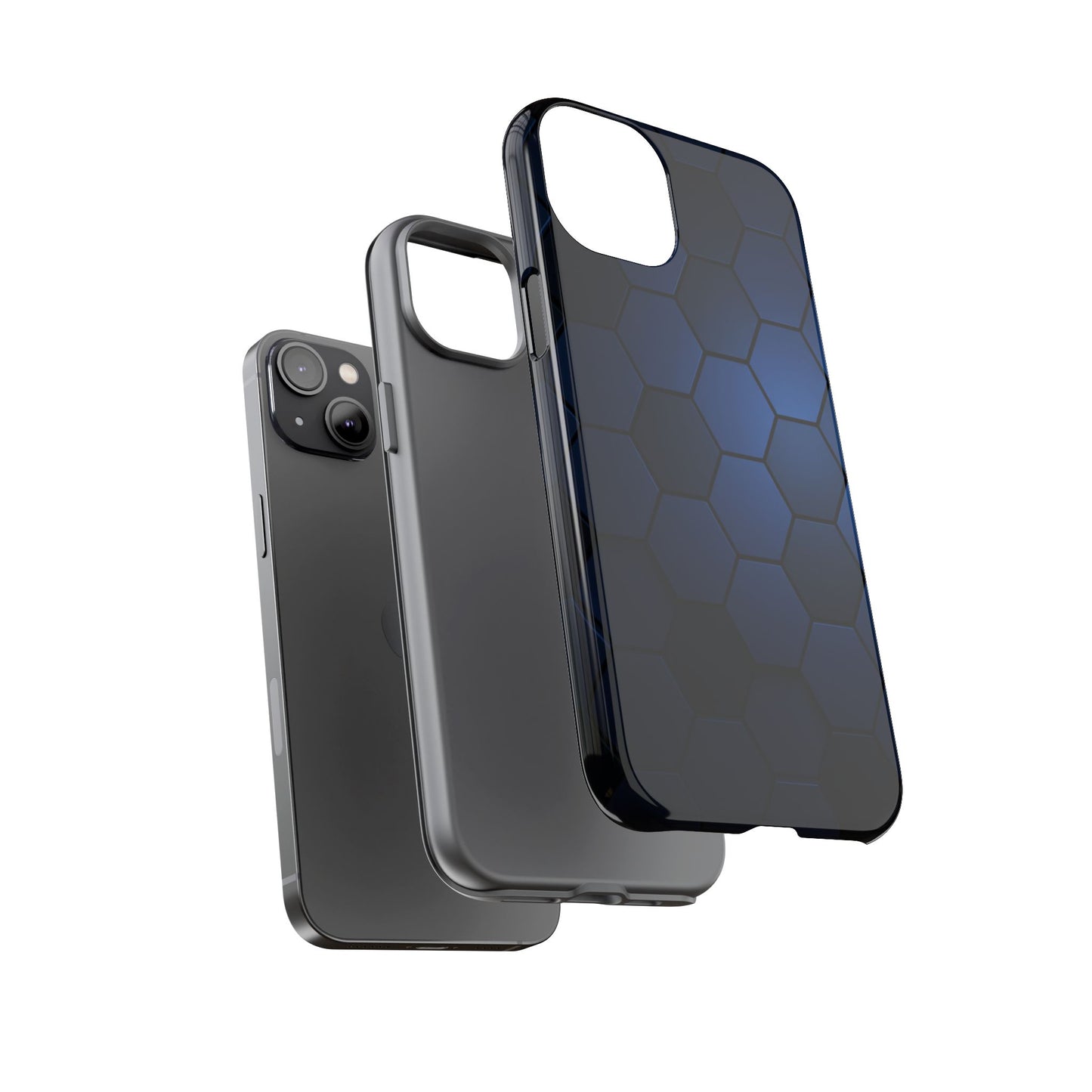 Blue Hexagon Gradient Phone Case | Honeycomb Geometric Tech Aesthetic | Minimalist Tough Case for iPhone & Samsung