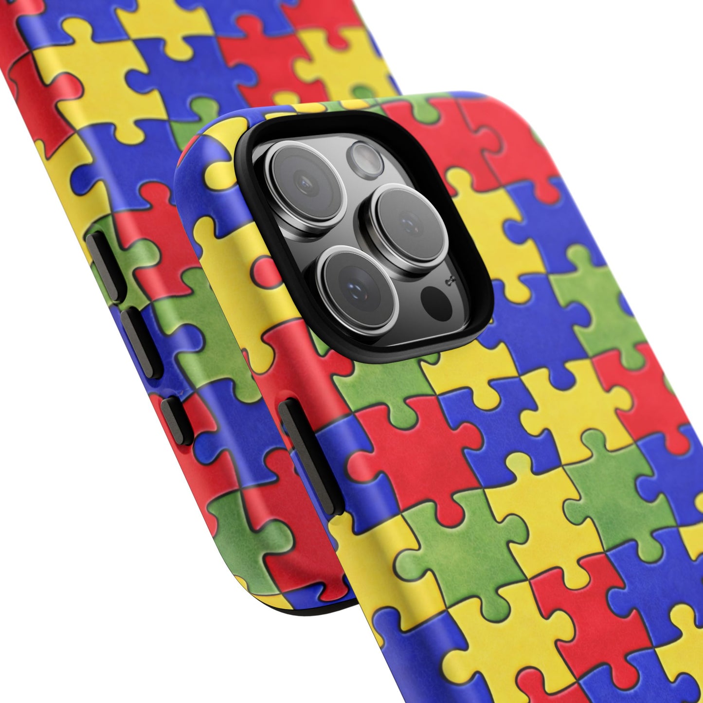 Colorful Puzzle Phone Case, Autism Awareness Jigsaw Design, Tough Protective Case, iPhone & Samsung Case, Vibrant Puzzle Pattern
