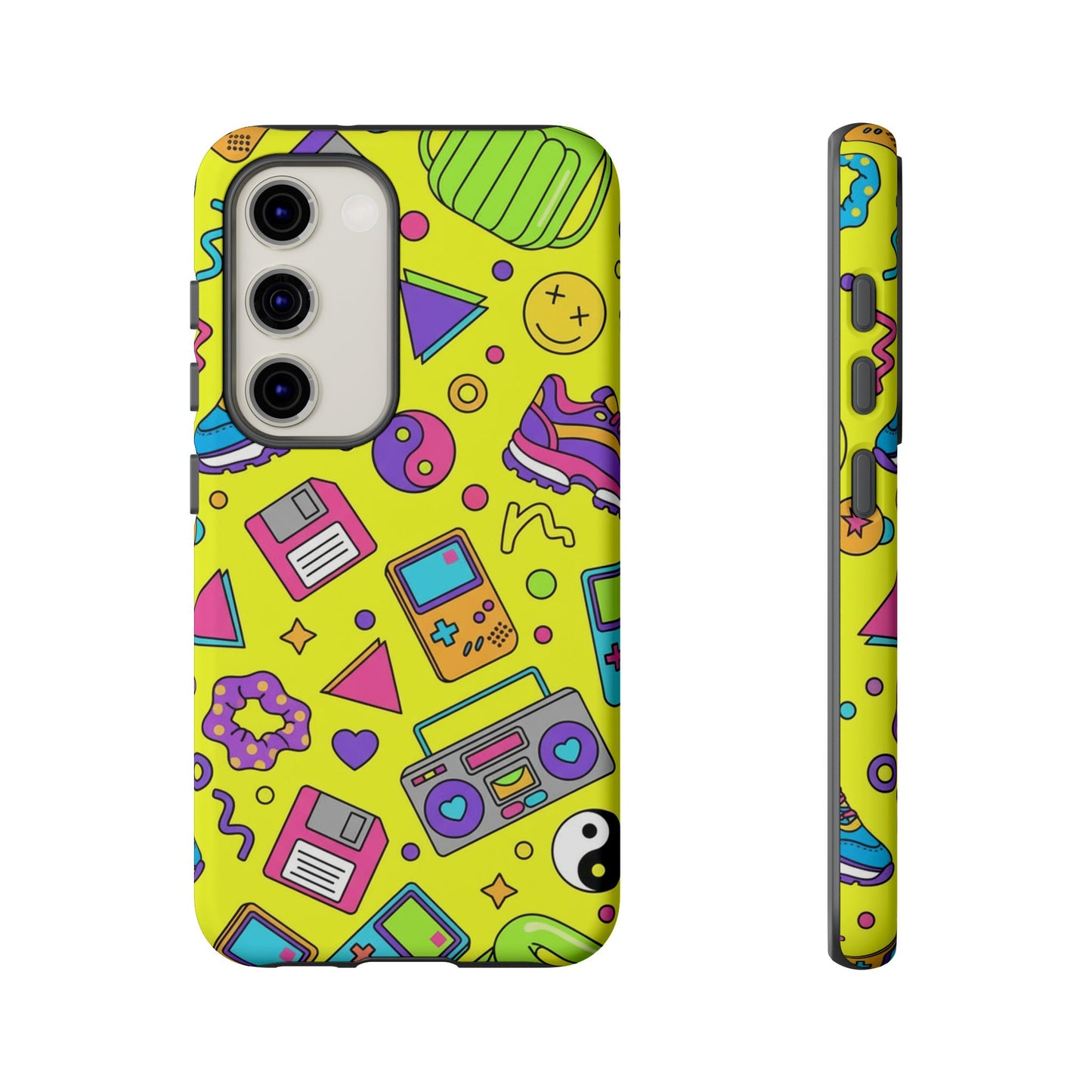 90s Retro Neon Phone Case – Y2K Nostalgia Colorful Icons Tough Protective Case