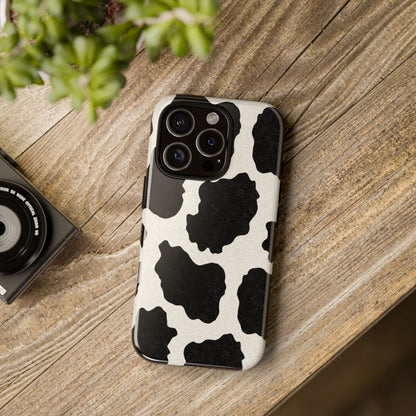 Black & White Cow Print Phone Case | Western Aesthetic iPhone & Samsung Tough Case