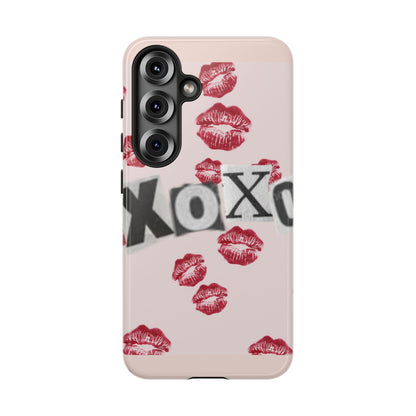XOXO Kiss Print Phone Case | Coquette Valentine Aesthetic | Cute Pink Lipstick Kiss Tough Case for iPhone & Samsung