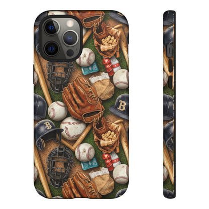 Baseball Gear Collage Phone Case – Vintage Baseball Equipment Sports Tough Case