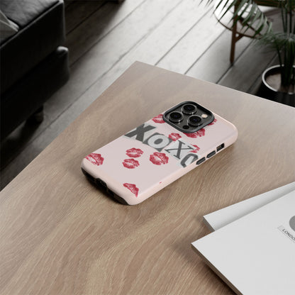 XOXO Kiss Print Phone Case | Coquette Valentine Aesthetic | Cute Pink Lipstick Kiss Tough Case for iPhone & Samsung