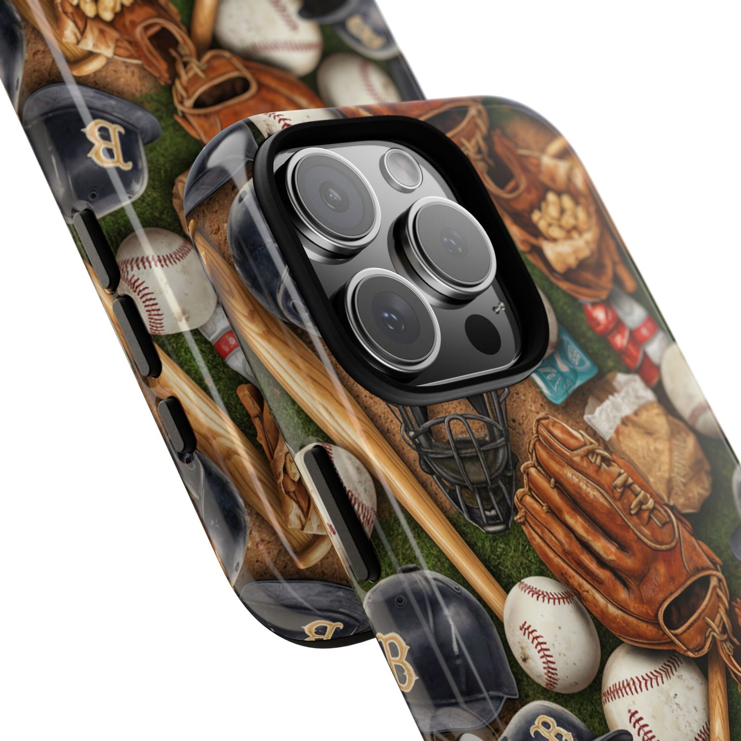 Baseball Gear Collage Phone Case – Vintage Baseball Equipment Sports Tough Case