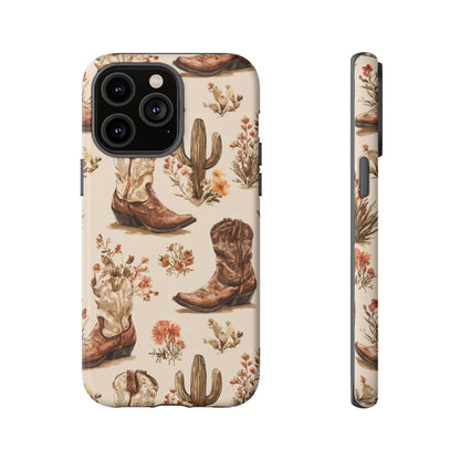 Cowboy Boots Western Phone Case Rustic Cowgirl Cactus Floral iPhone Samsung Pixel