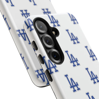 Blue LA Monogram Pattern Phone Case | Minimal Baseball Inspired Tough Cover