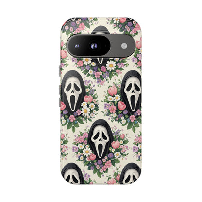 Floral Ghost Face Aesthetic Phone Case – Cute Spooky Tough Cover