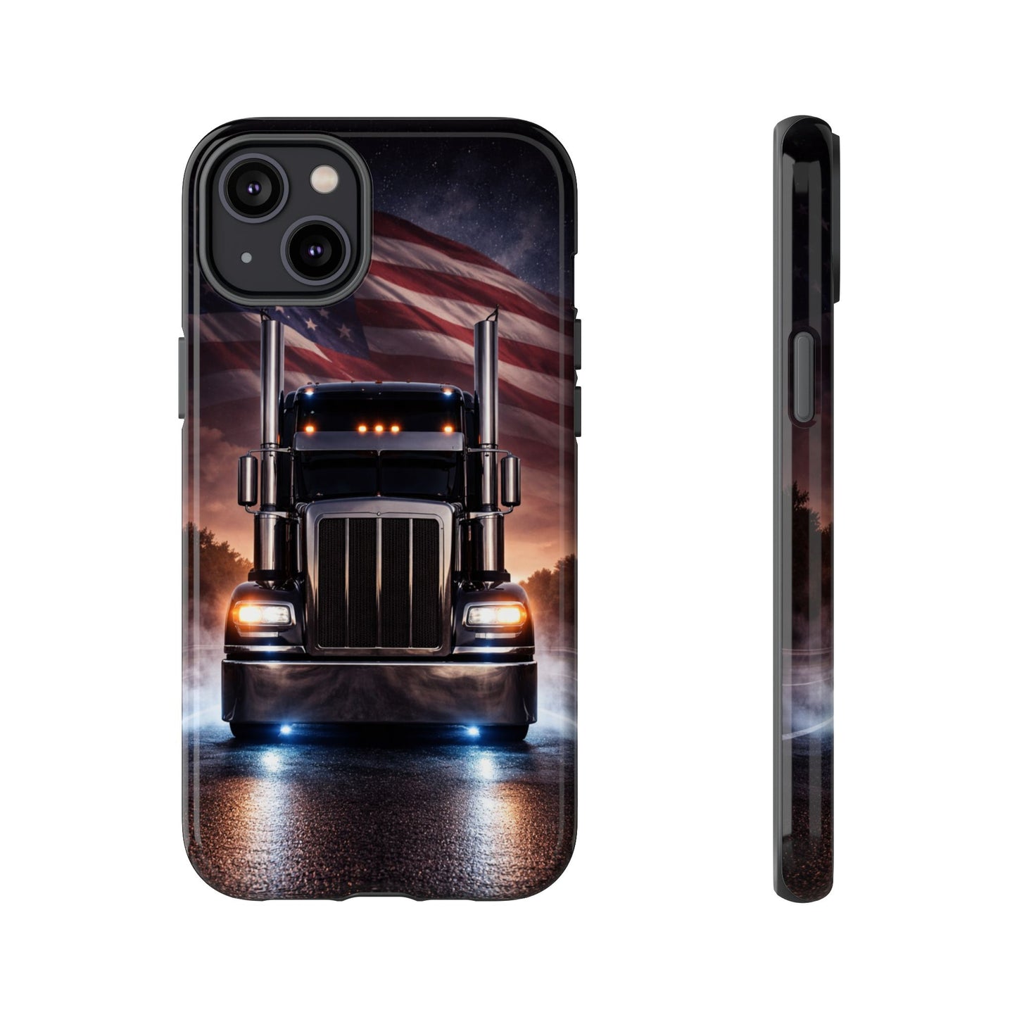 Semi Truck Phone Case American Flag Big Rig Trucker Gift iPhone Samsung