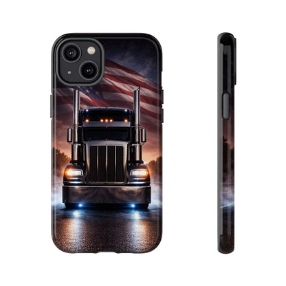 Semi Truck Phone Case American Flag Big Rig Trucker Gift iPhone Samsung