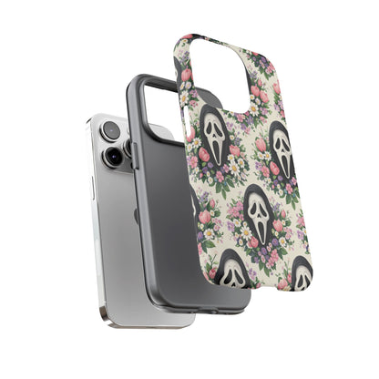 Floral Ghost Face Aesthetic Phone Case – Cute Spooky Tough Cover