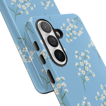 Baby’s Breath Floral Phone Case – Blue Minimal Flower Aesthetic Tough Case