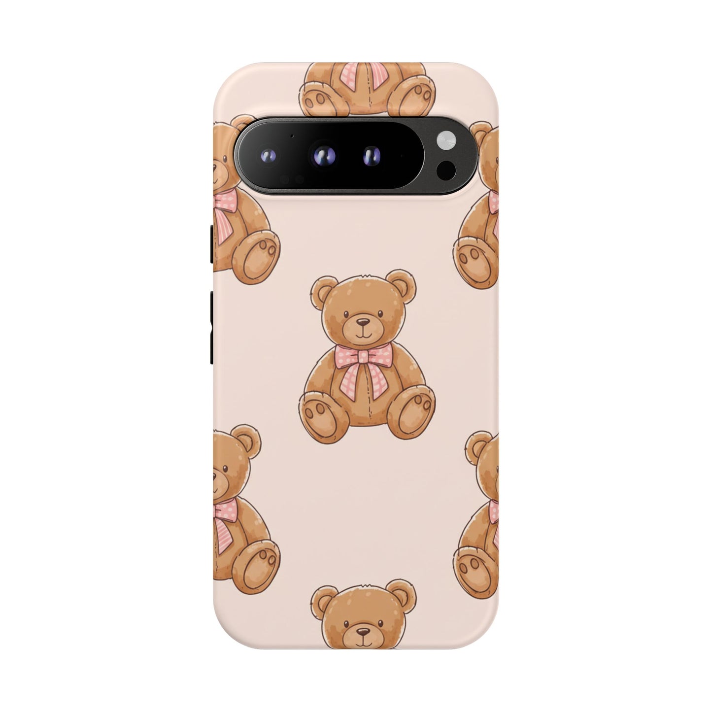 Teddy Bear Phone Case | Cute Coquette Aesthetic Pink Bear Pattern Case | Kawaii Soft Girl iPhone & Samsung Tough Protective Case