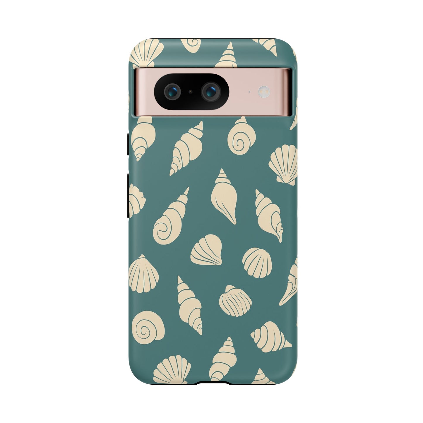 Seashell Pattern Phone Case | Teal Coastal Shells Tough Case for Iphone, Samsung Galaxy and Pixel