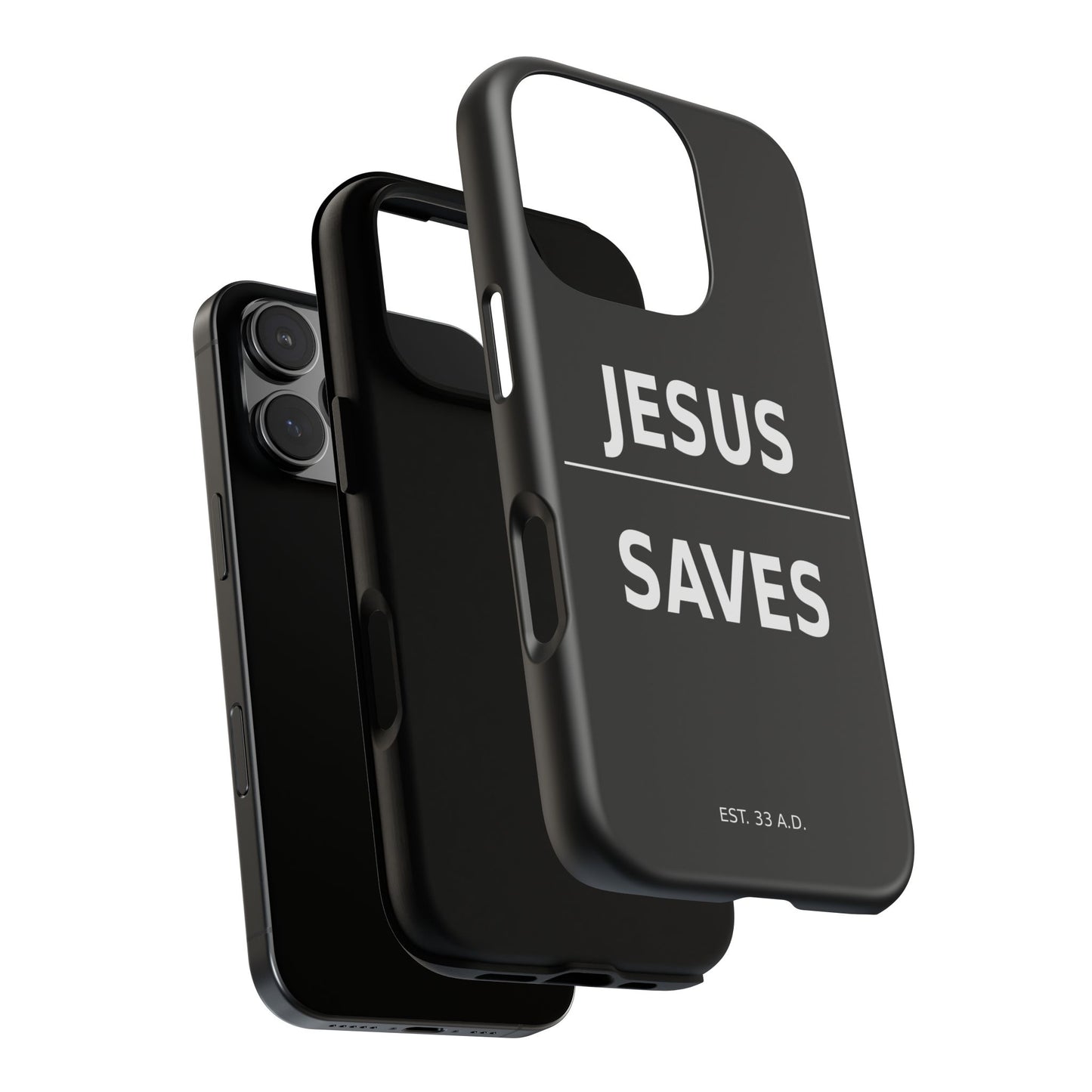 Jesus Saves Phone Case Christian Religious Minimalist Black Tough Cover